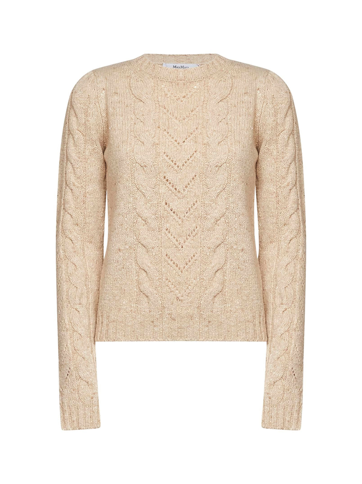 Max Mara Women Beige Wool And Cashmere Blend Knit Mxmsamba Sweater