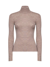 Max Mara Women Beige Ribbed Fine Wool Mxscavallo Turtleneck Sweater
