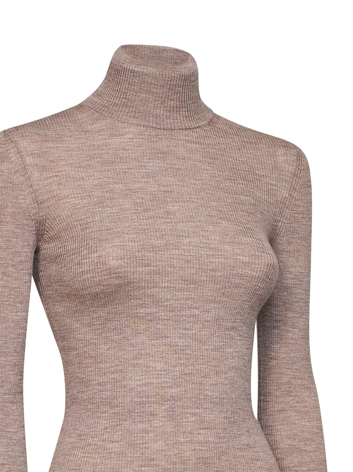 Max Mara Women Beige Ribbed Fine Wool Mxscavallo Turtleneck Sweater