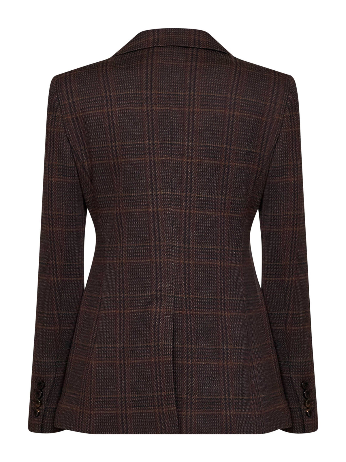 Max Mara Women Burgundy Brown Prince Of Wales Check Mxmabate Single-Breasted Jacket