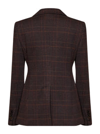 Max Mara Women Burgundy Brown Prince Of Wales Check Mxmabate Single-Breasted Jacket