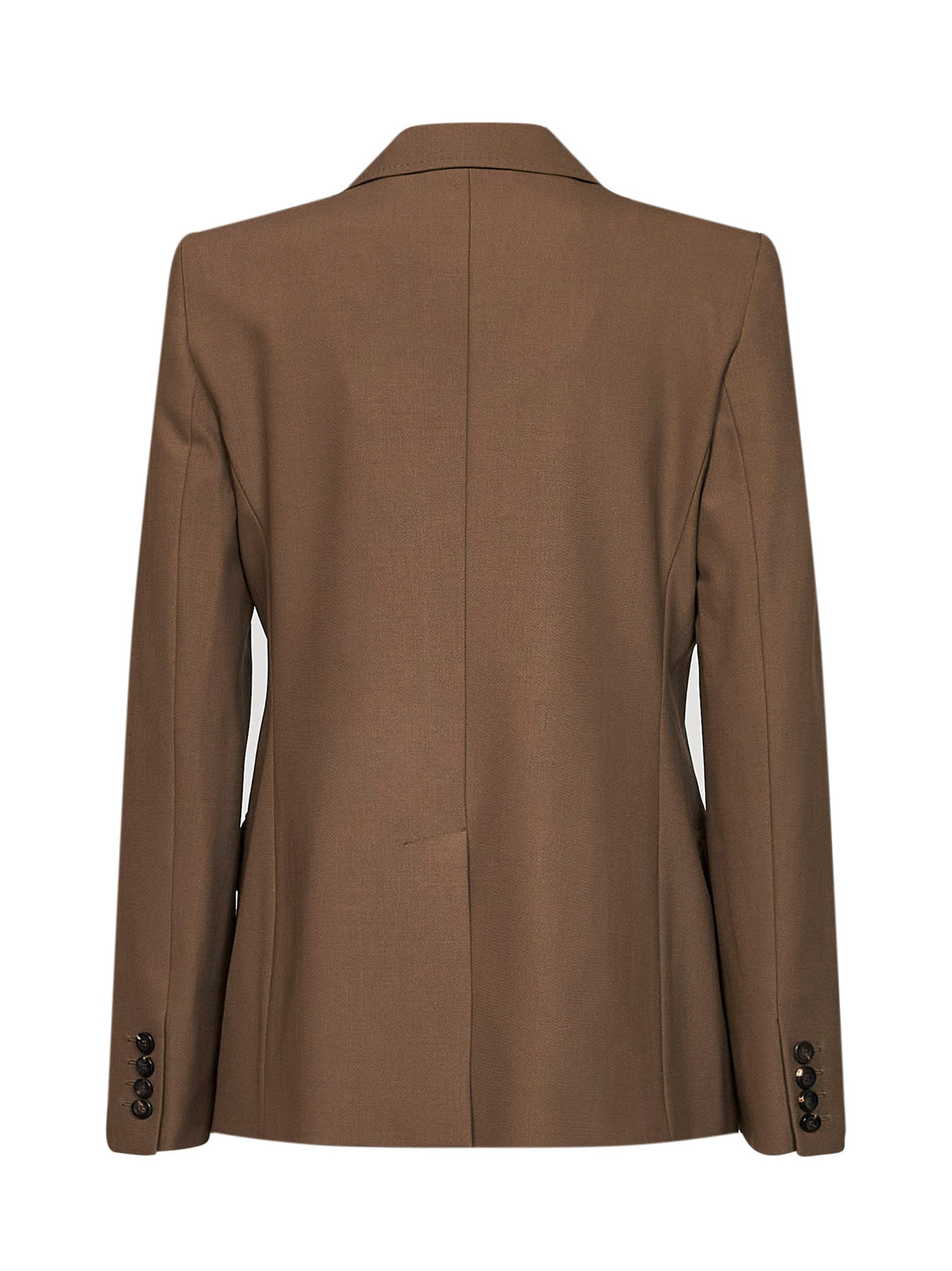 Max Mara Studio Women Khaki Stretch Twill Mstgioiosa Double-Breasted Blazer