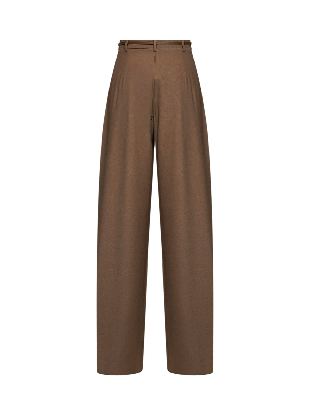 Max Mara Studio Women Khaki Stretch Twill Mstaere Belted Wide-Leg Trousers