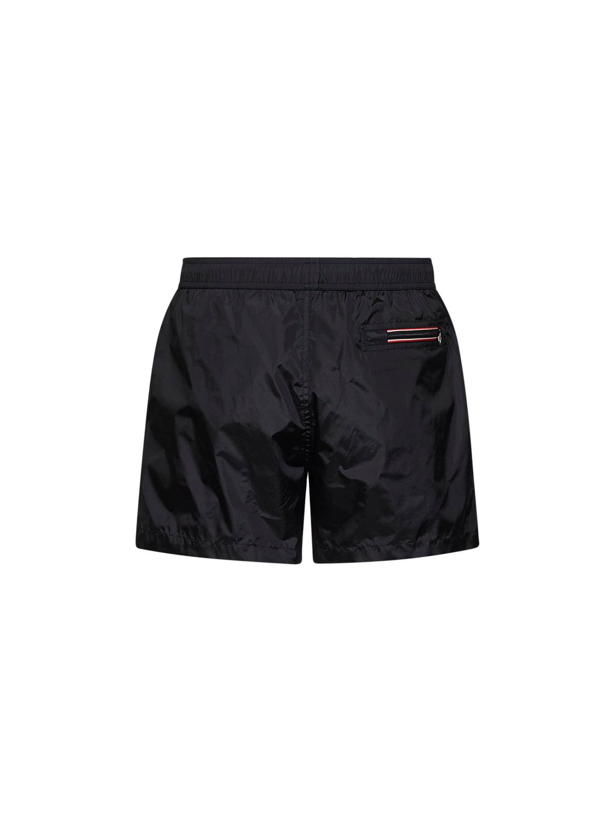 Moncler Men Black Nylon Technique Swim Shorts With Logo Patch