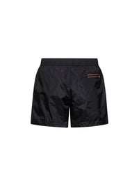 Moncler Men Black Nylon Technique Swim Shorts With Logo Patch