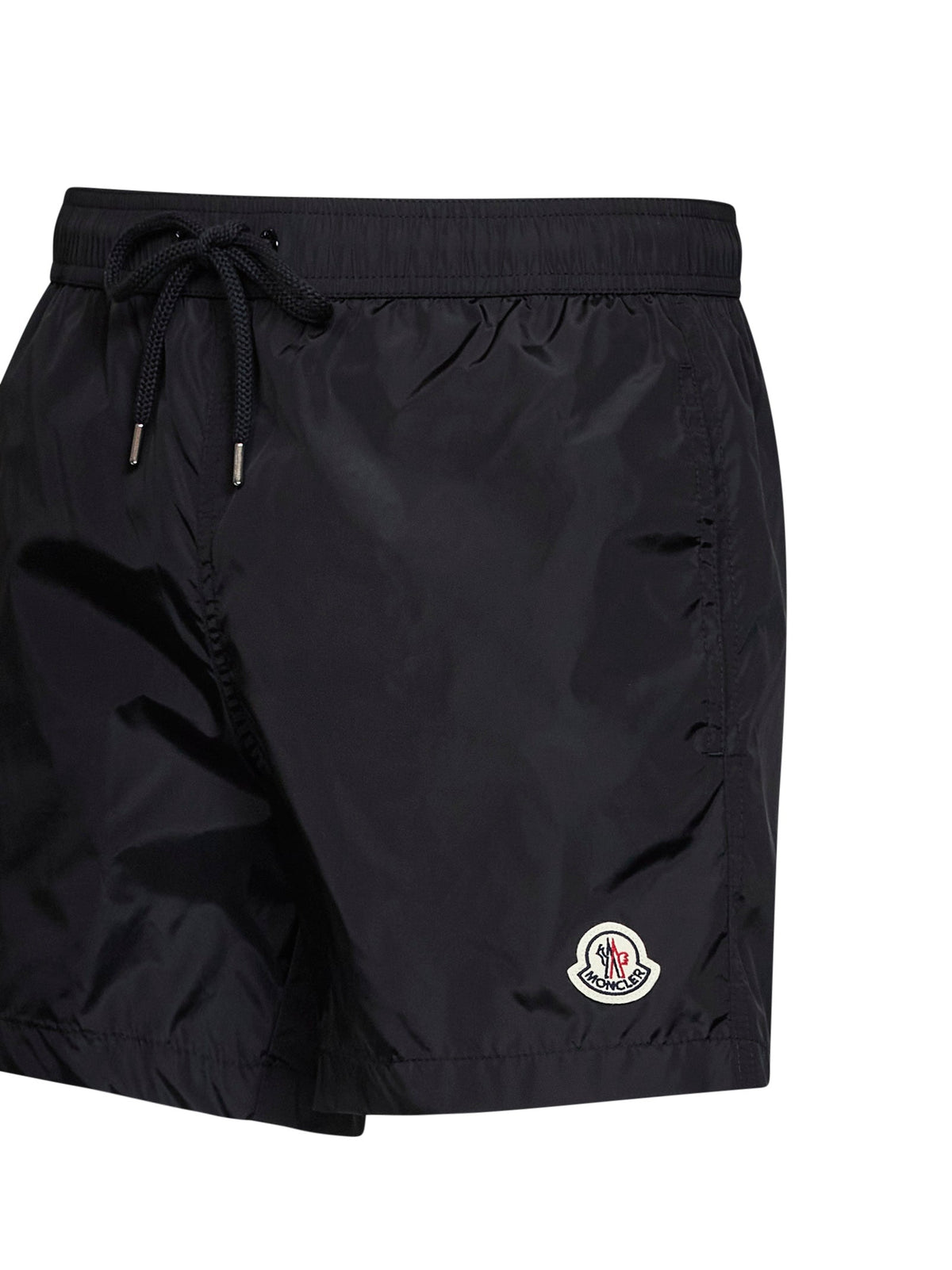 Moncler Men Black Nylon Technique Swim Shorts With Logo Patch