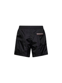 Moncler Men Black Technical Nylon Logoed Swim Shorts