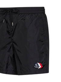 Moncler Men Black Technical Nylon Logoed Swim Shorts