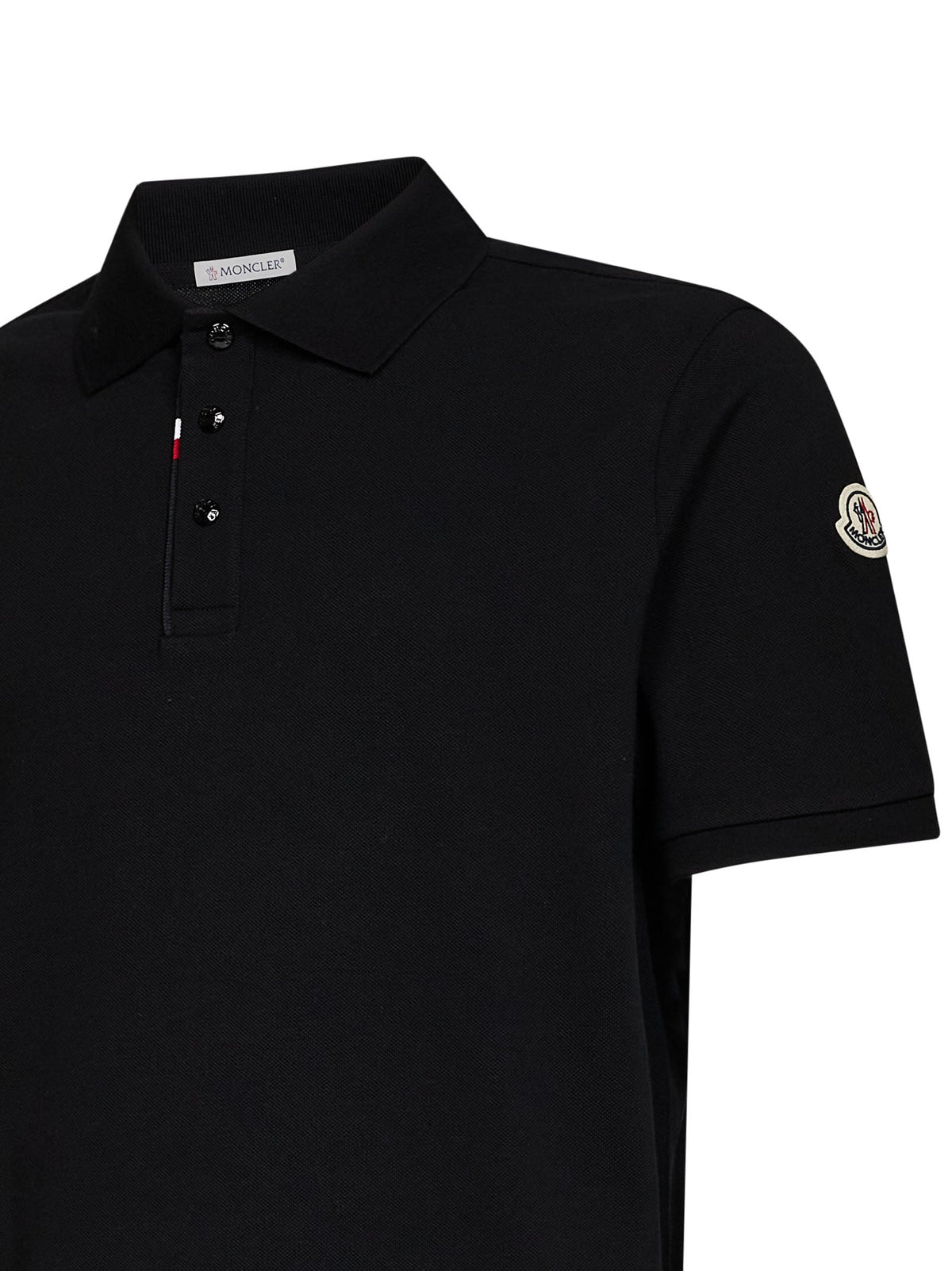 Moncler Men Black Cotton Piqué Polo Shirt With Logo