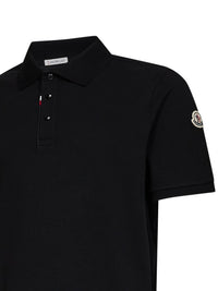 Moncler Men Black Cotton Piqué Polo Shirt With Logo