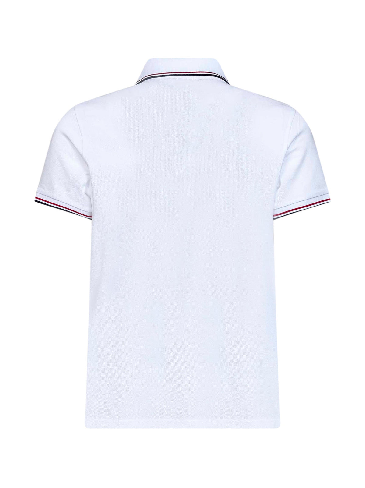 Moncler Men White Cotton Piqué Polo Shirt With Tricolor Trims