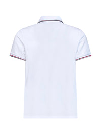 Moncler Men White Cotton Piqué Polo Shirt With Tricolor Trims