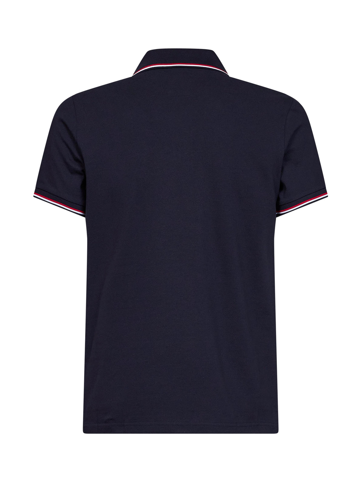 Moncler Men Blue Cotton Piqué Polo Shirt With Tricolor Trims