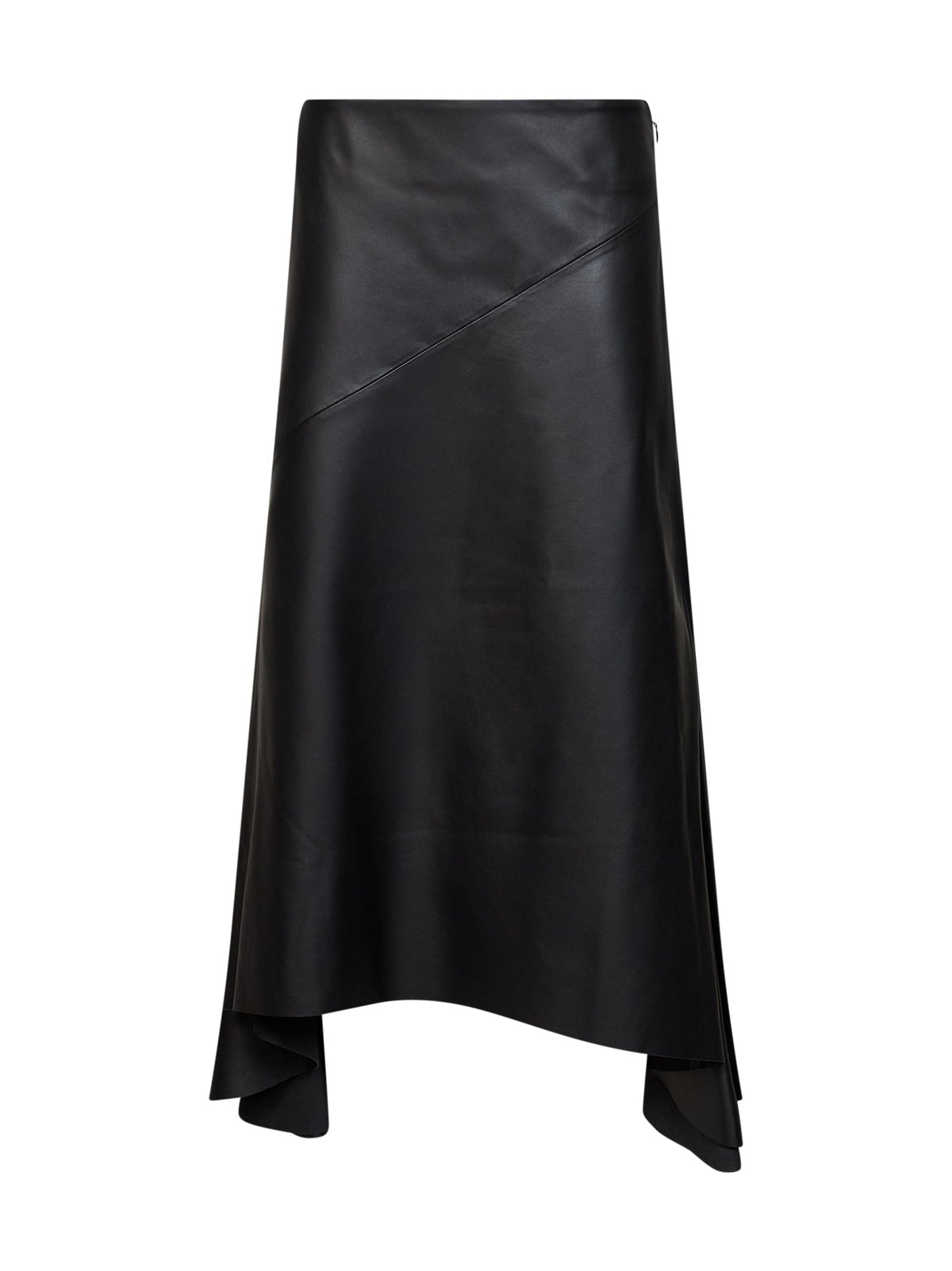 Mugler Women Black Nappa Leather Asymmetric Skirt