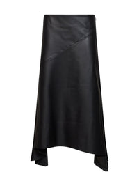 Mugler Women Black Nappa Leather Asymmetric Skirt