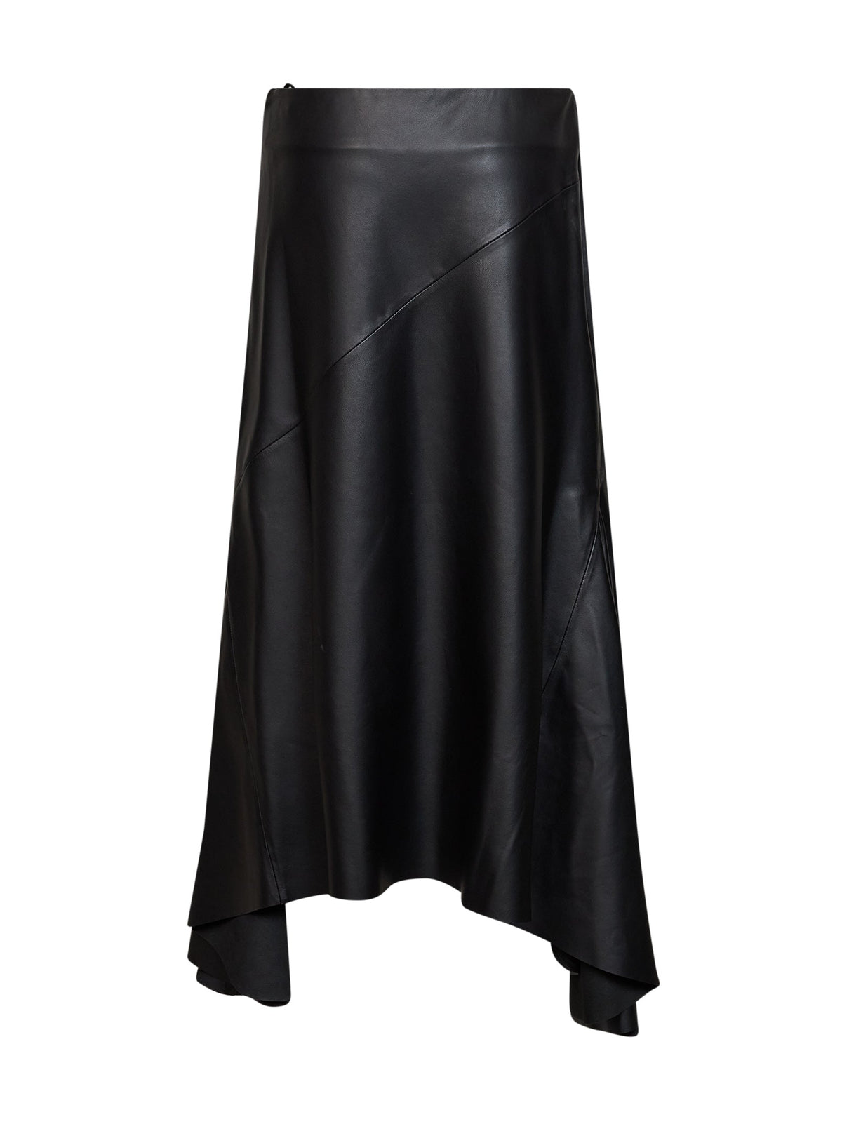 Mugler Women Black Nappa Leather Asymmetric Skirt