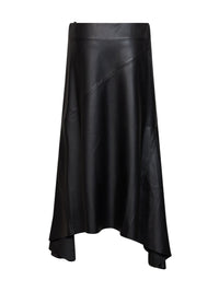 Mugler Women Black Nappa Leather Asymmetric Skirt