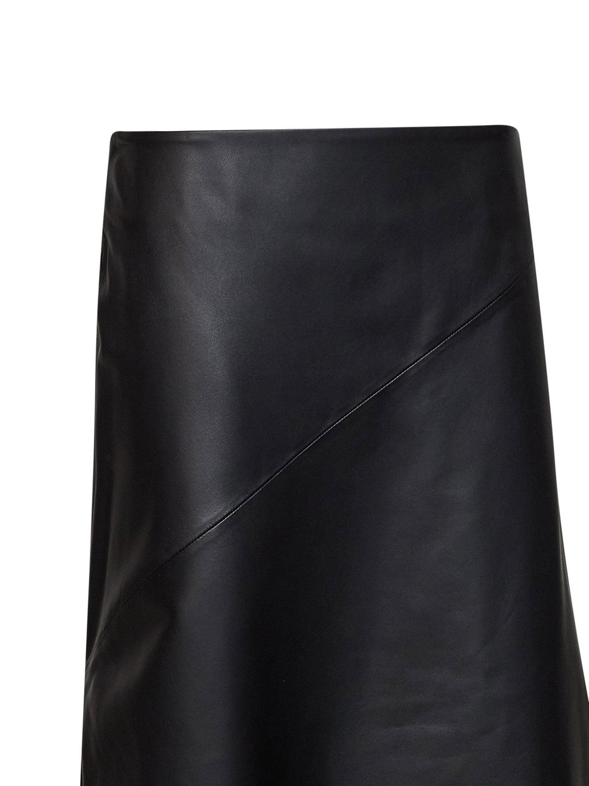 Mugler Women Black Nappa Leather Asymmetric Skirt