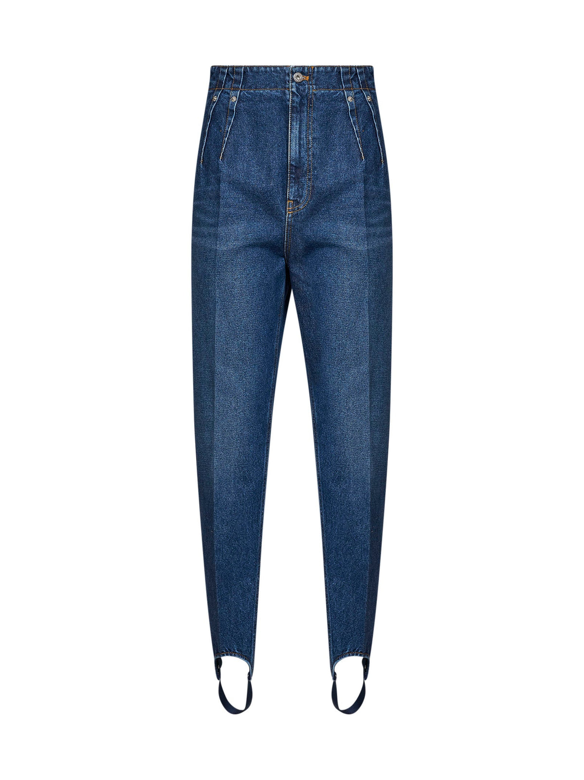 Mugler Women Blue Denim Cigarette Jeans With Stirrups