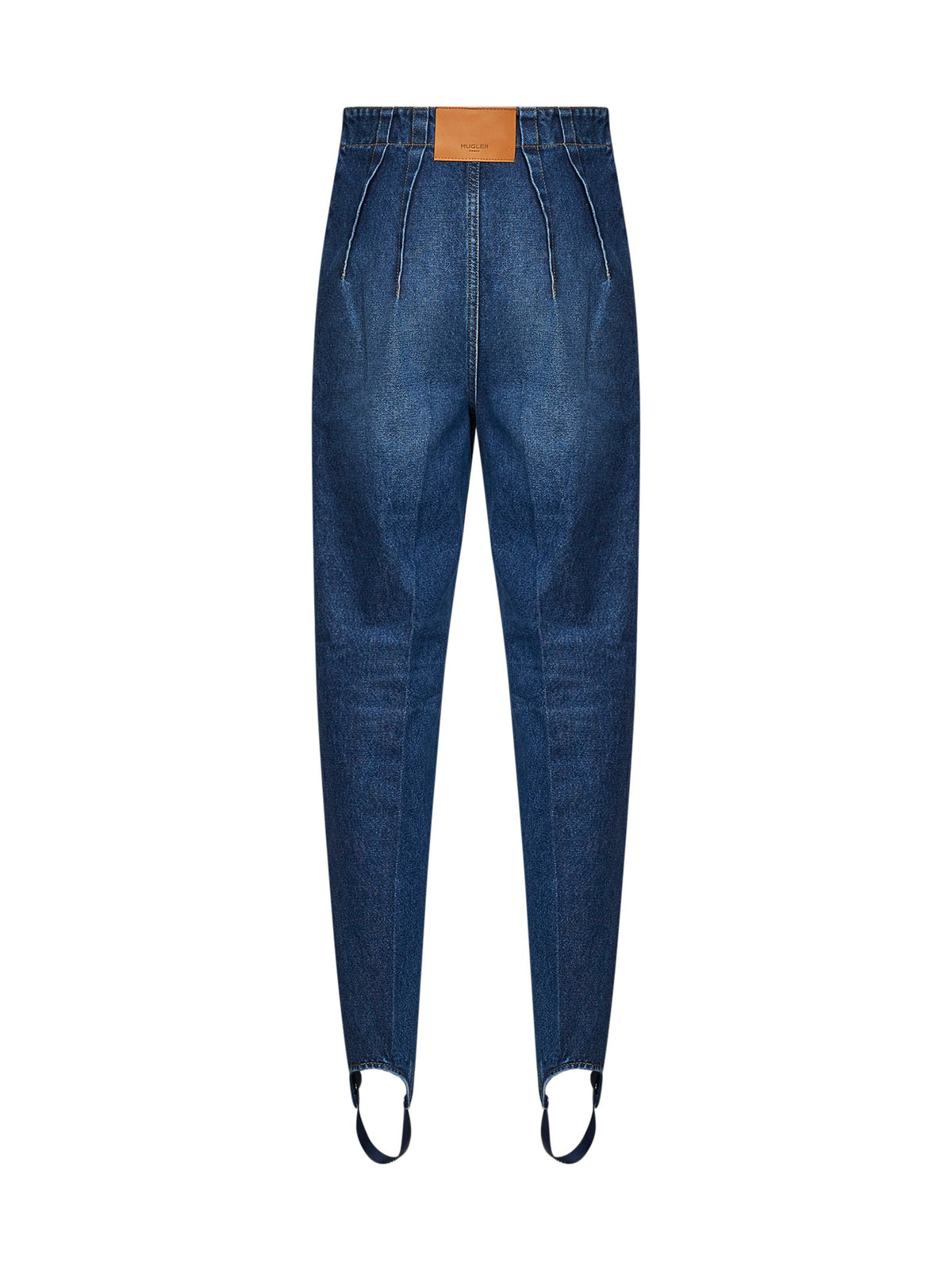 Mugler Women Blue Denim Cigarette Jeans With Stirrups