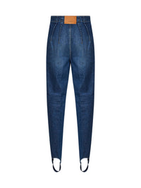 Mugler Women Blue Denim Cigarette Jeans With Stirrups