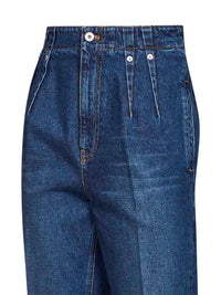 Mugler Women Blue Denim Cigarette Jeans With Stirrups