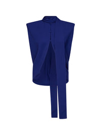 Mugler Women Ultrablue Viscose And Wool Asymmetric Scarf Top