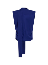 Mugler Women Ultrablue Viscose And Wool Asymmetric Scarf Top
