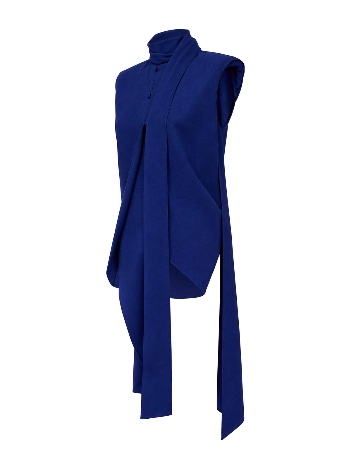 Mugler Women Ultrablue Viscose And Wool Asymmetric Scarf Top