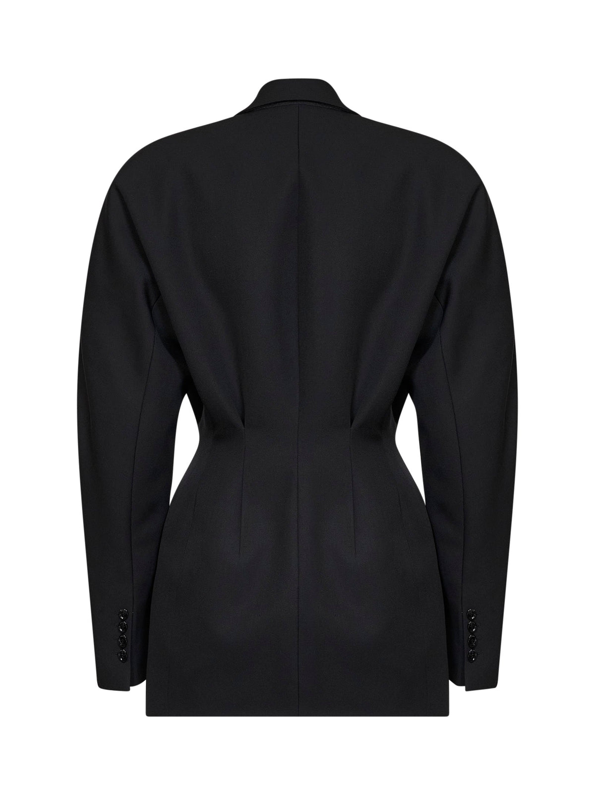 Mugler Women Black Lightweight Virgin Wool Deconstructed Cinched Blazer