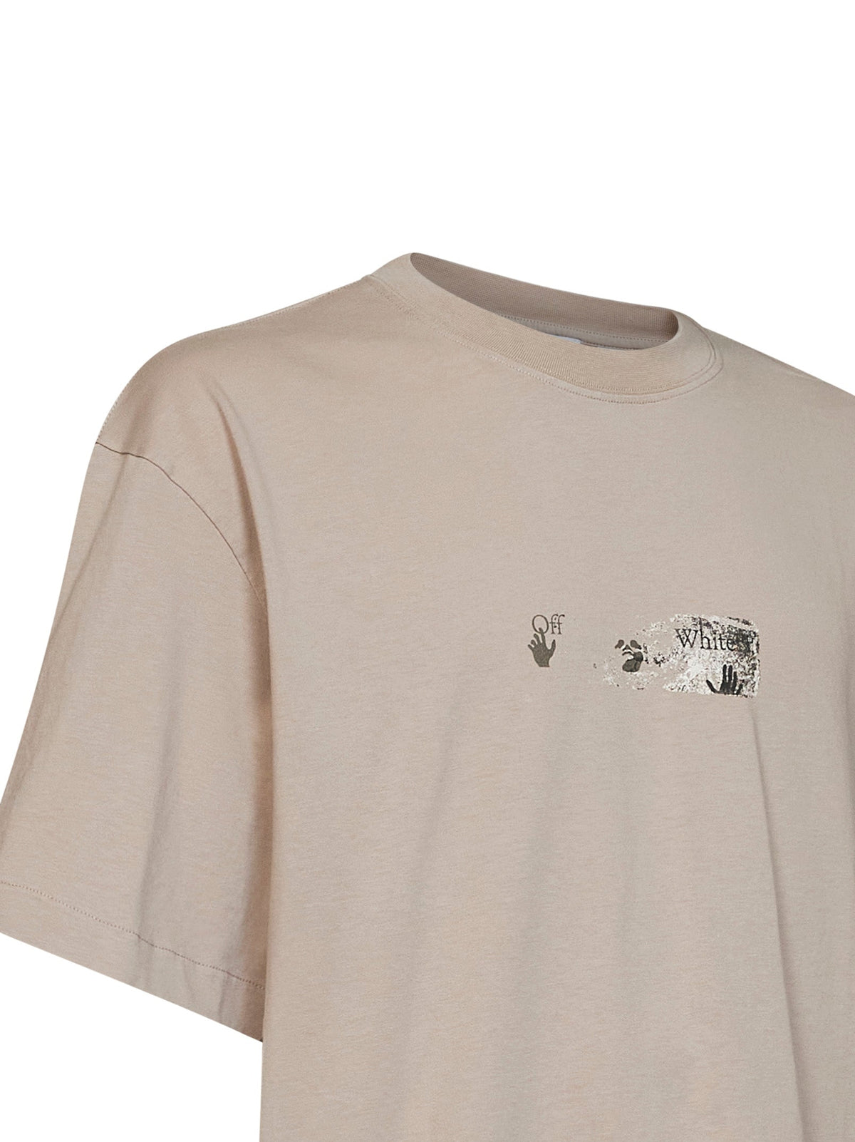 Off White Men Beige Cotton Jersey Spices Arrow Skate T-Shirt
