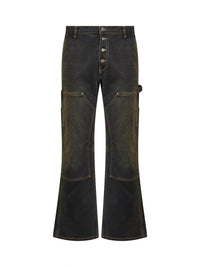 OFF WHITE Off White Men Black Denim Half Arrow Ripped Flared Jeans