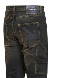 OFF WHITE Off White Men Black Denim Half Arrow Ripped Flared Jeans