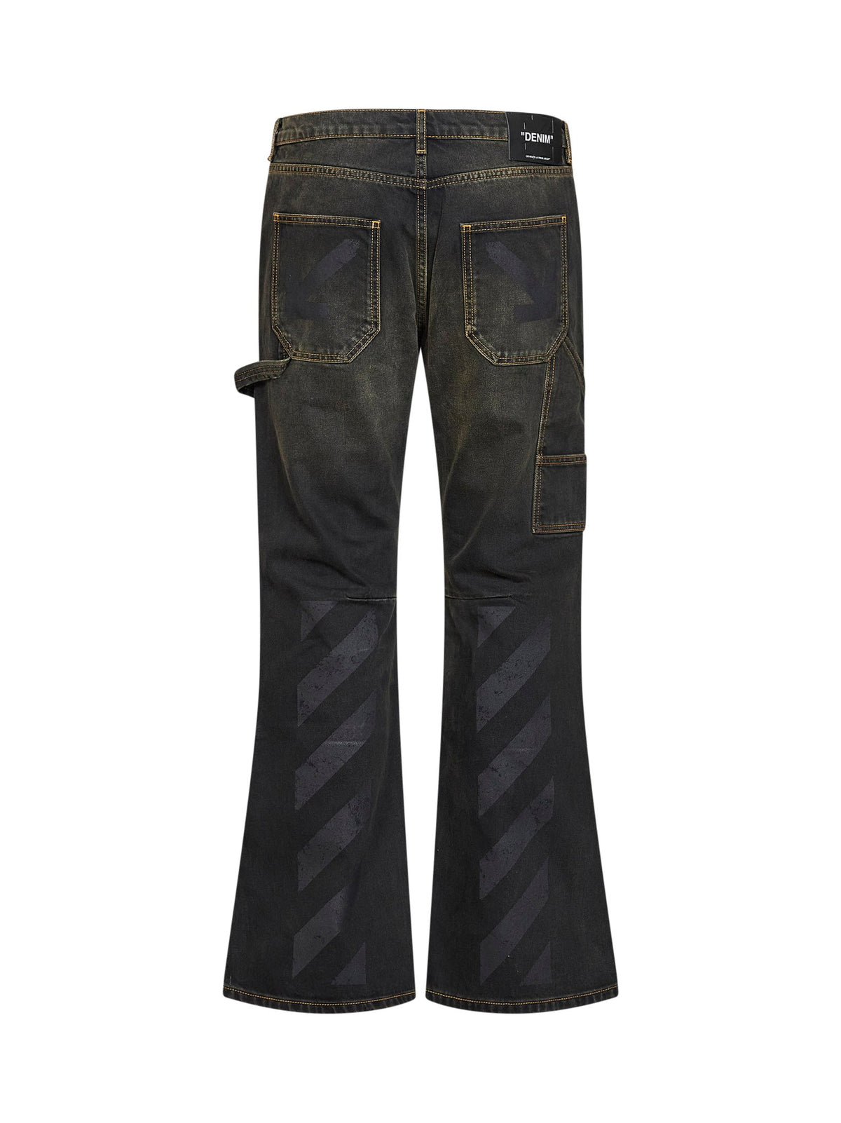OFF WHITE Off White Men Black Denim Half Arrow Ripped Flared Jeans
