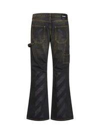 OFF WHITE Off White Men Black Denim Half Arrow Ripped Flared Jeans