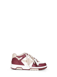 Off White Women Burgundy And Beige Out Of Office Sneakers