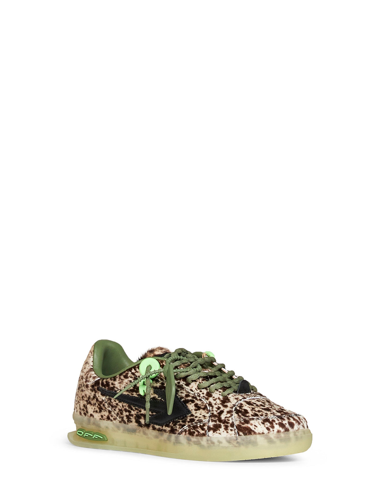 Off White Men White And Black Printed Calf Hair End Of Play Sneakers