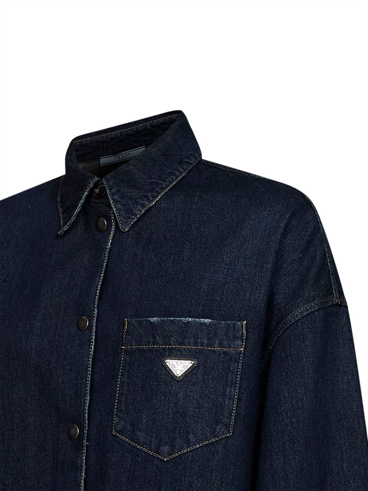 Prada Abbigliamento Women Blue Cotton Denim Shirt