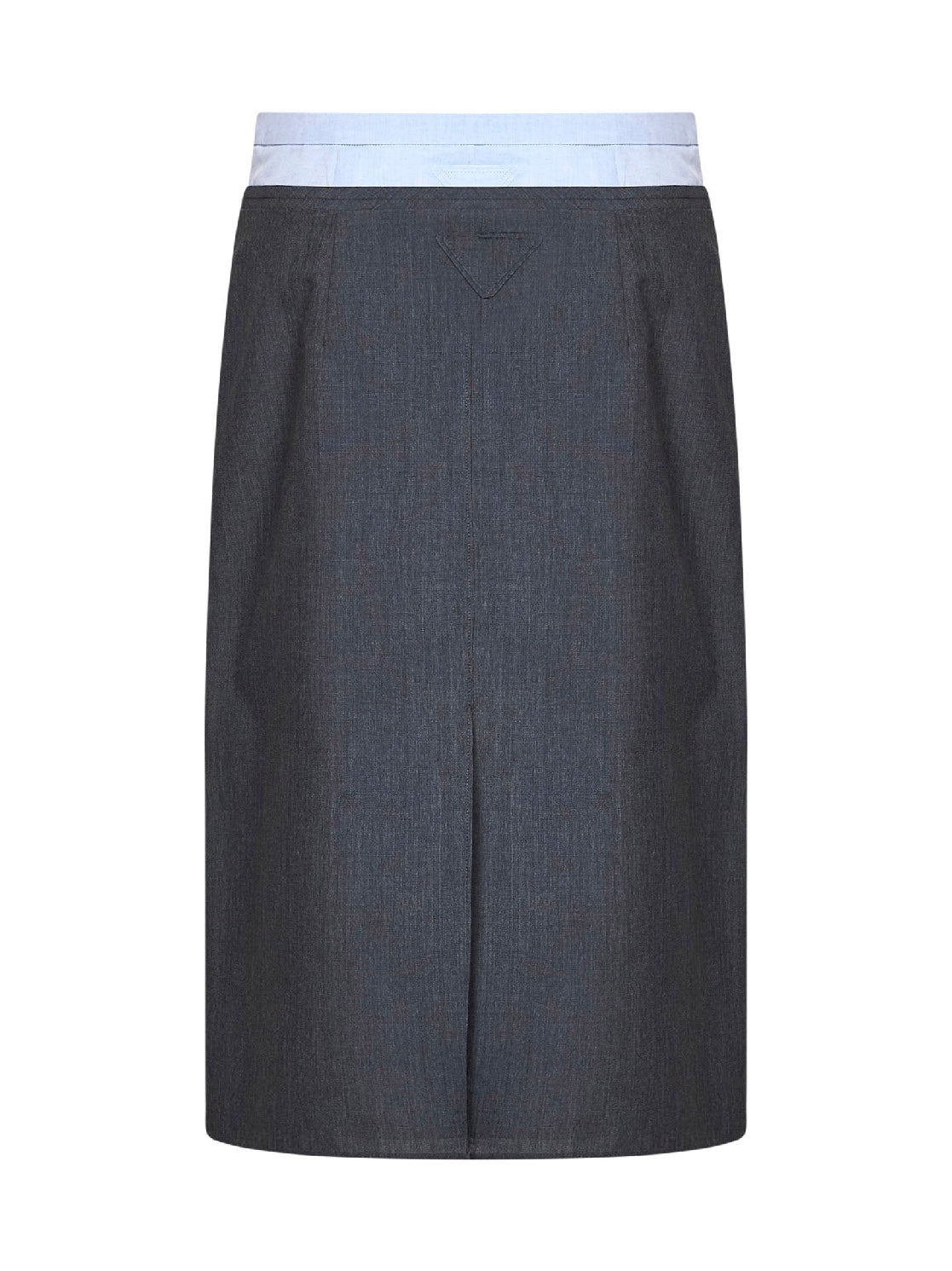 Prada Abbigliamento Women Slate Wool And Mohair Midi Skirt With Shirt-Style Insert