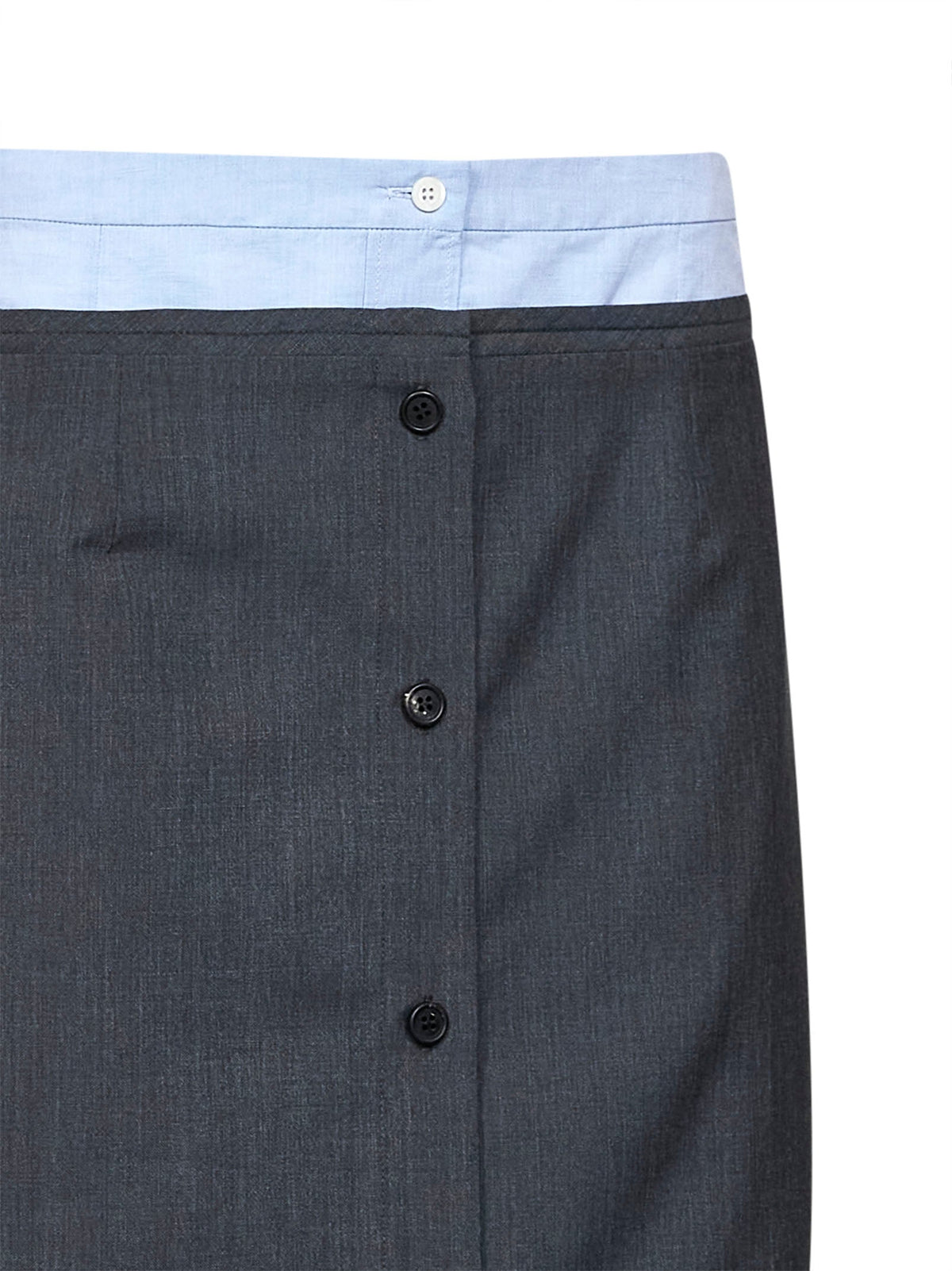 Prada Abbigliamento Women Slate Wool And Mohair Midi Skirt With Shirt-Style Insert