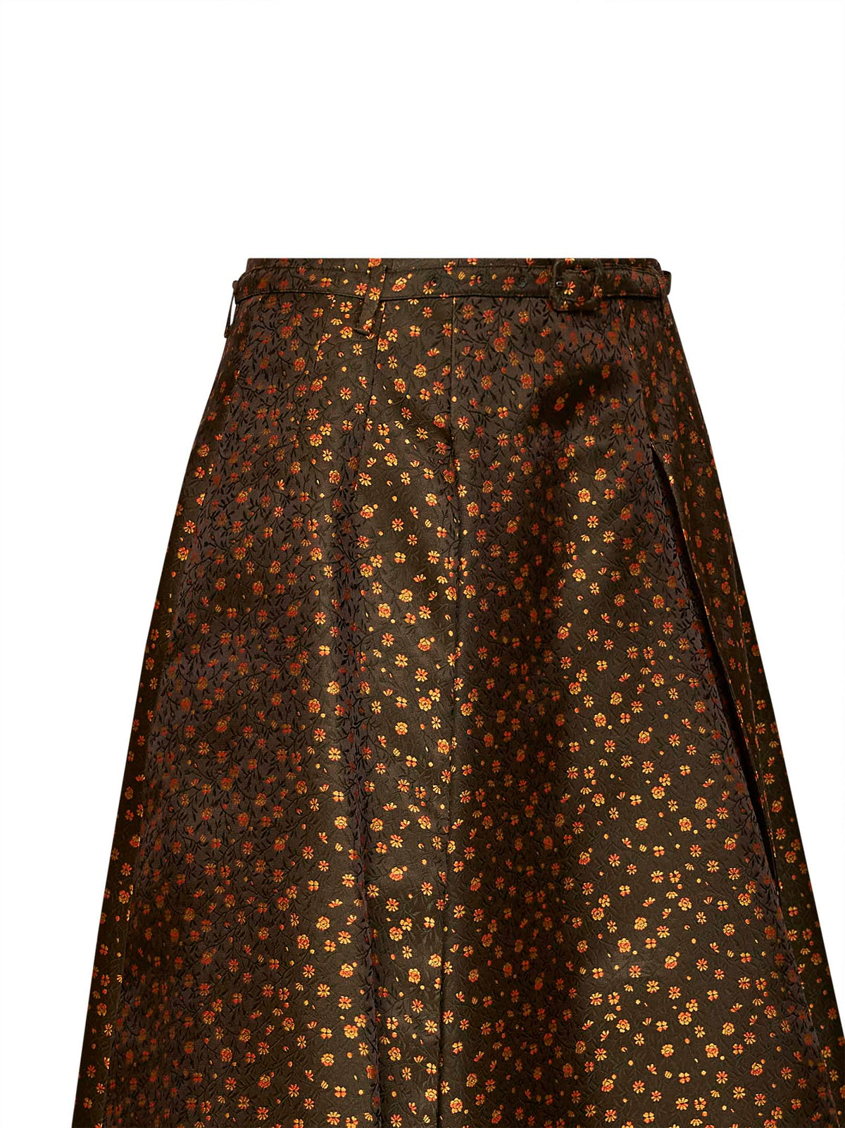 Prada Abbigliamento Women Military Floral Jacquard Belted Midi Skirt