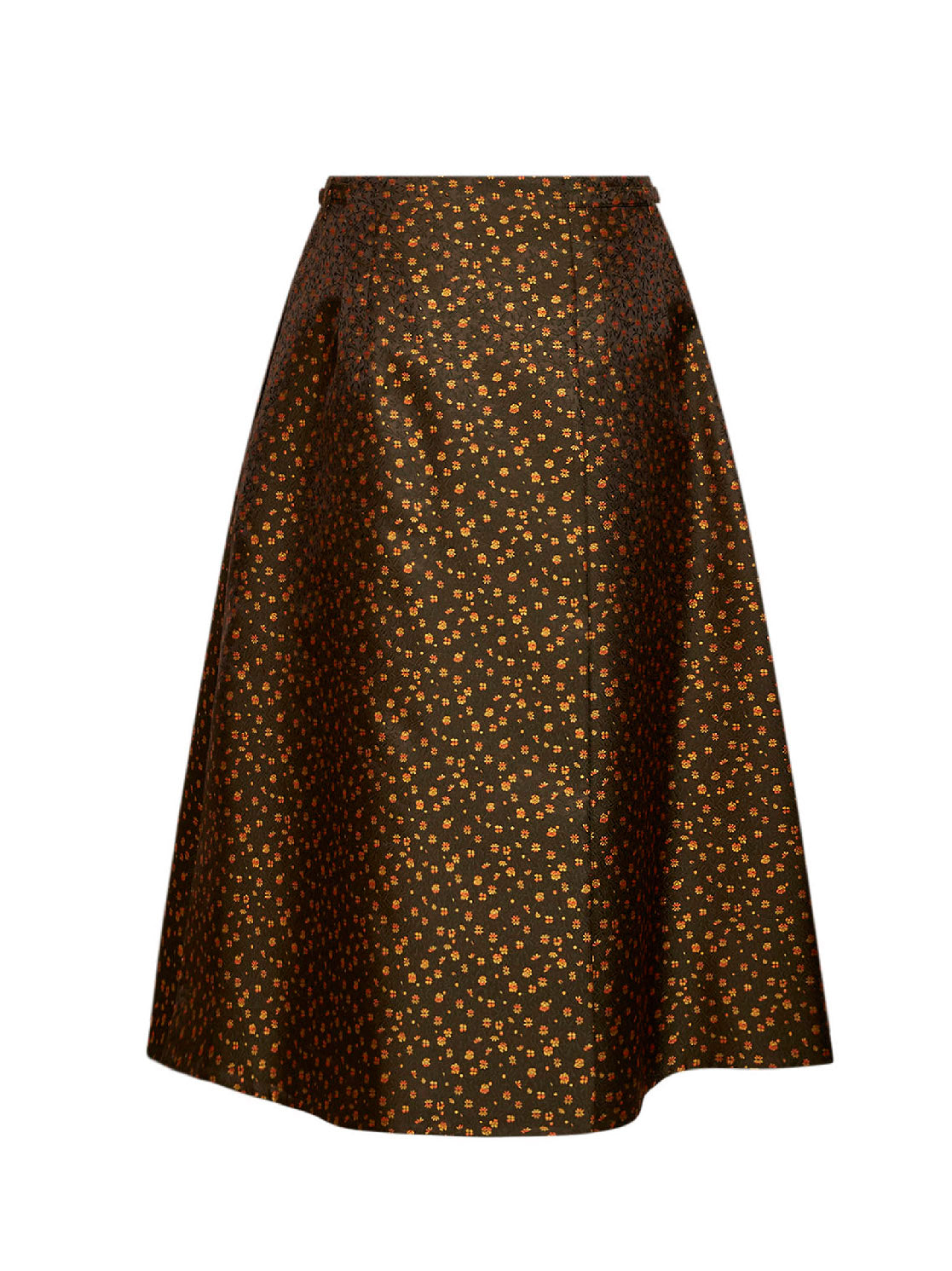 Prada Abbigliamento Women Military Floral Jacquard Belted Midi Skirt