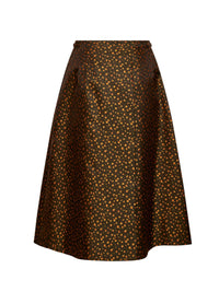 Prada Abbigliamento Women Military Floral Jacquard Belted Midi Skirt