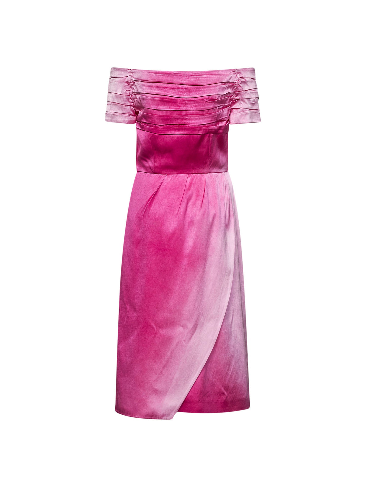 Prada Abbigliamento Women Fuchsia Washed Duchesse Midi Dress