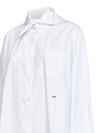 Prada Abbigliamento Women White Poplin Oversized Shirt With Striped Cuffs