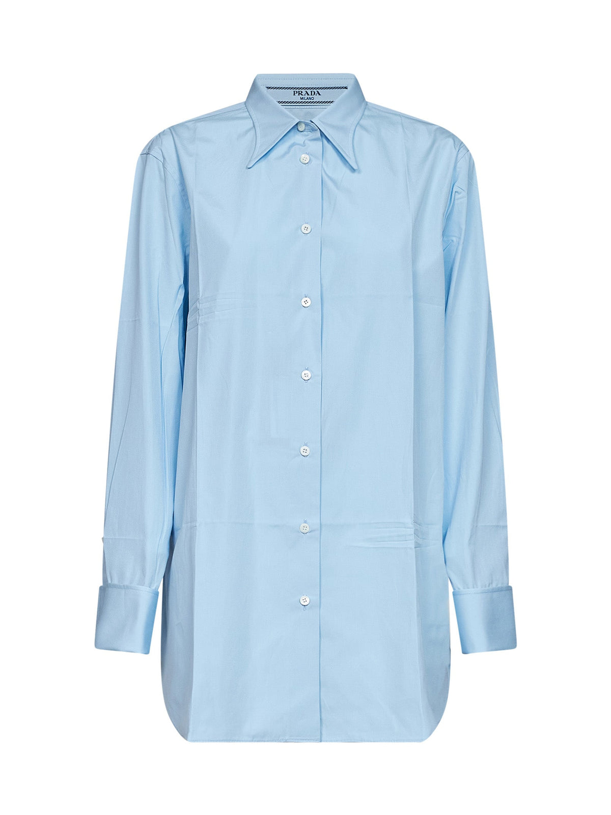 Prada Abbigliamento Women Sky Blue Poplin Long-Sleeved Shirt