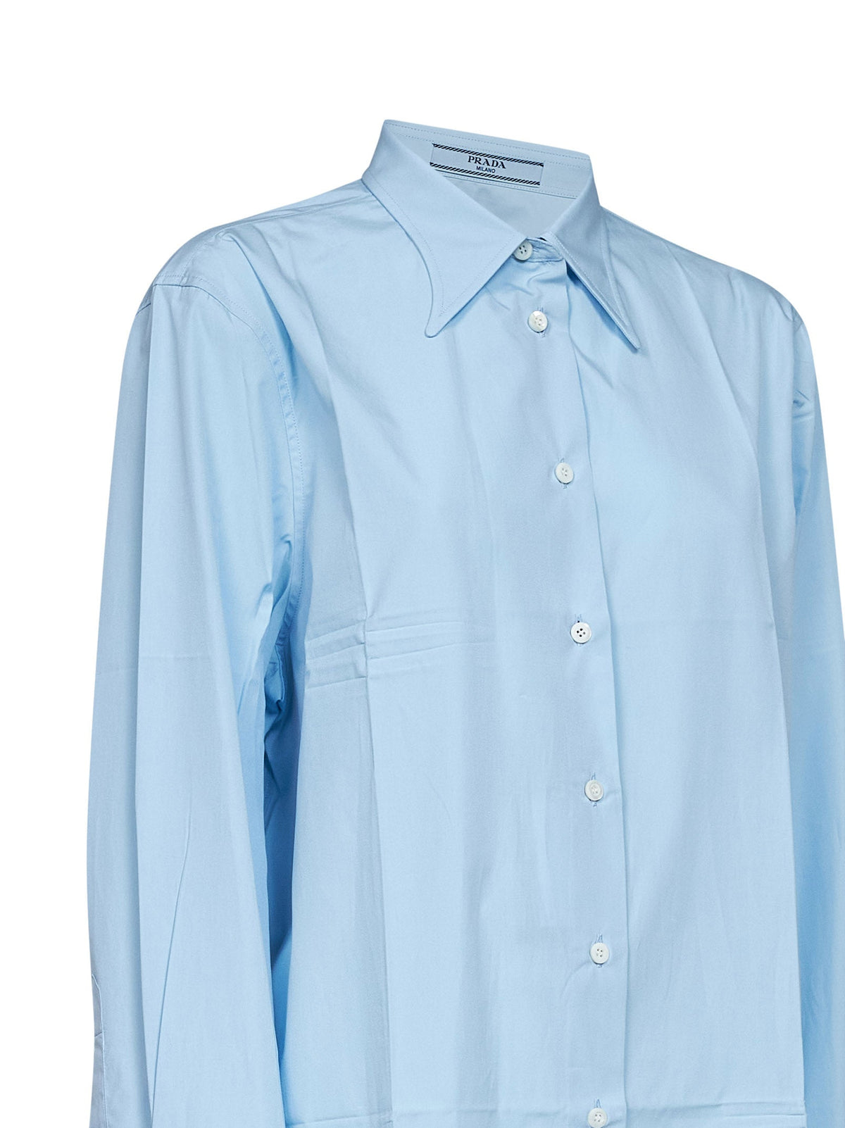 Prada Abbigliamento Women Sky Blue Poplin Long-Sleeved Shirt