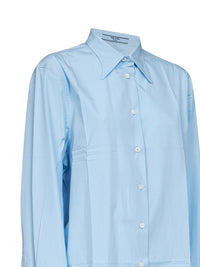 Prada Abbigliamento Women Sky Blue Poplin Long-Sleeved Shirt