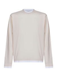 Prada Abbigliamento Men Talc And White Cotton Long-Sleeved T-Shirt