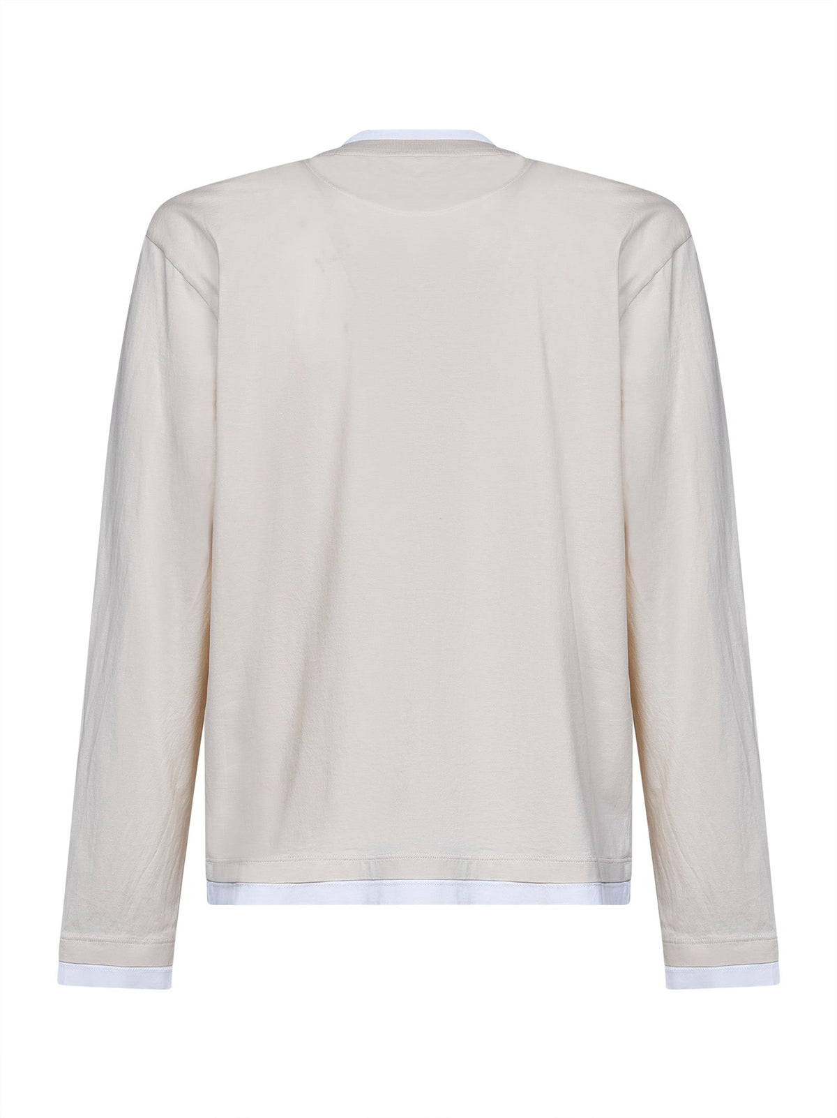 Prada Abbigliamento Men Talc And White Cotton Long-Sleeved T-Shirt